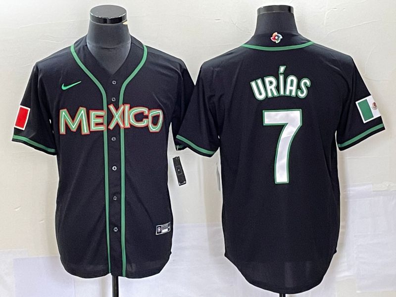 Men 2023 World Cub Mexico 7 Urias Black white Nike MLB Jersey28